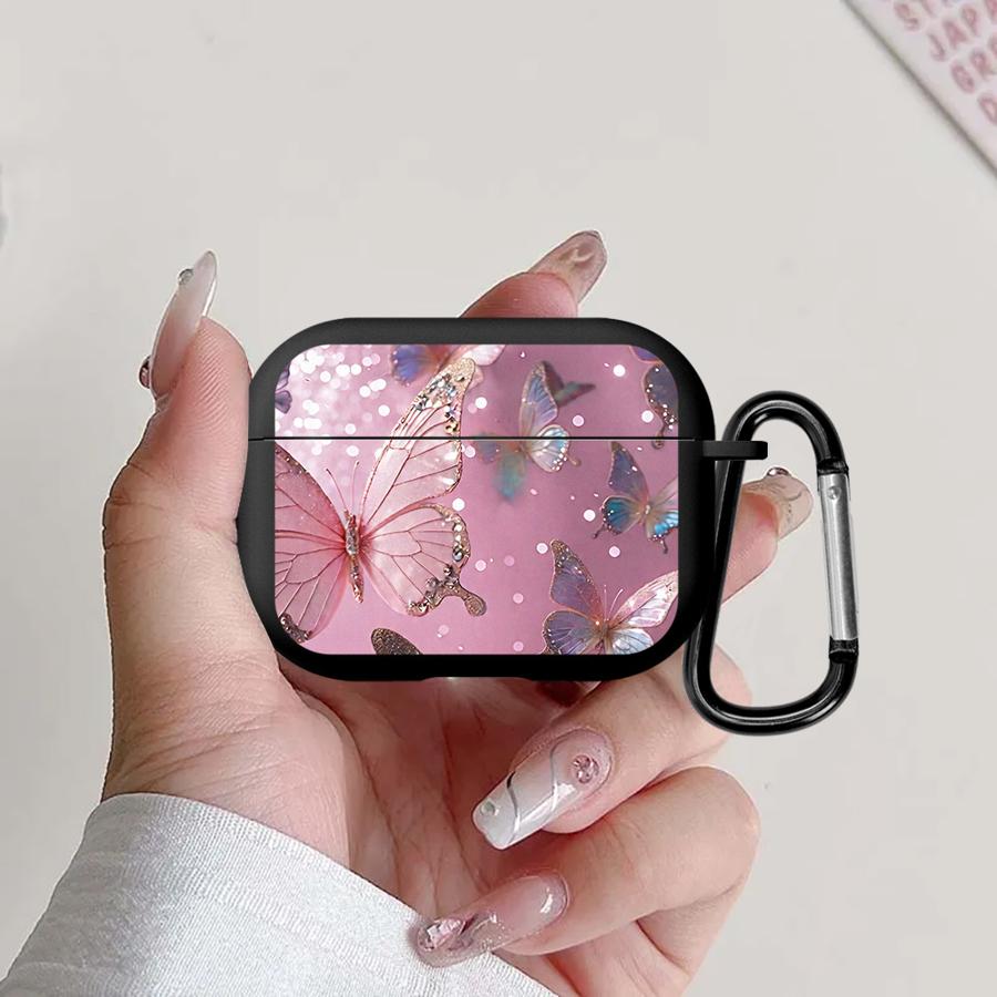 Earphone Cases Cover Case For Airpods Pro2 Pro3 4 2 3 1 Pro Pink Butterfly