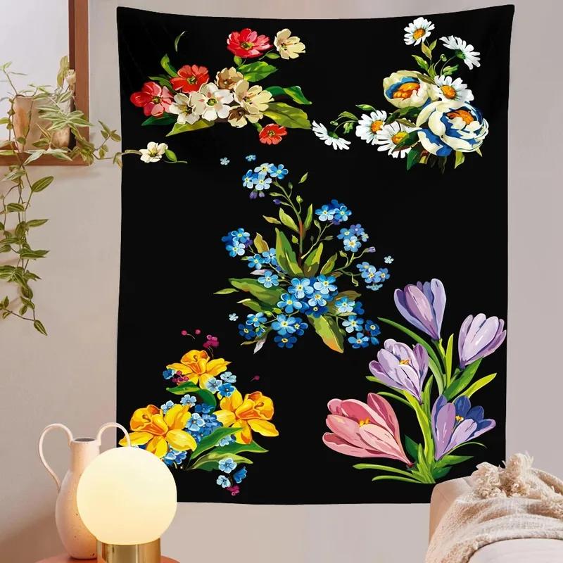 

Гобелен с растительным цветочным узором Гобелен для офиса, гостиной, украшения стен дома 100x75cm