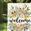 Hello Spring Floral Garden Flag 12x18 Inch Double Sided Colorful Flowers