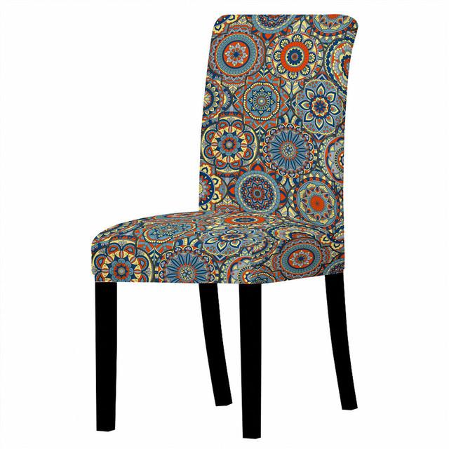 

Ретро Мандала принт чехол для обеденного стула эластичные эластичные чехлы для стульев с цветочным принтом чехлы на сиденья для кухонных табуретов домашний декор Universal Size