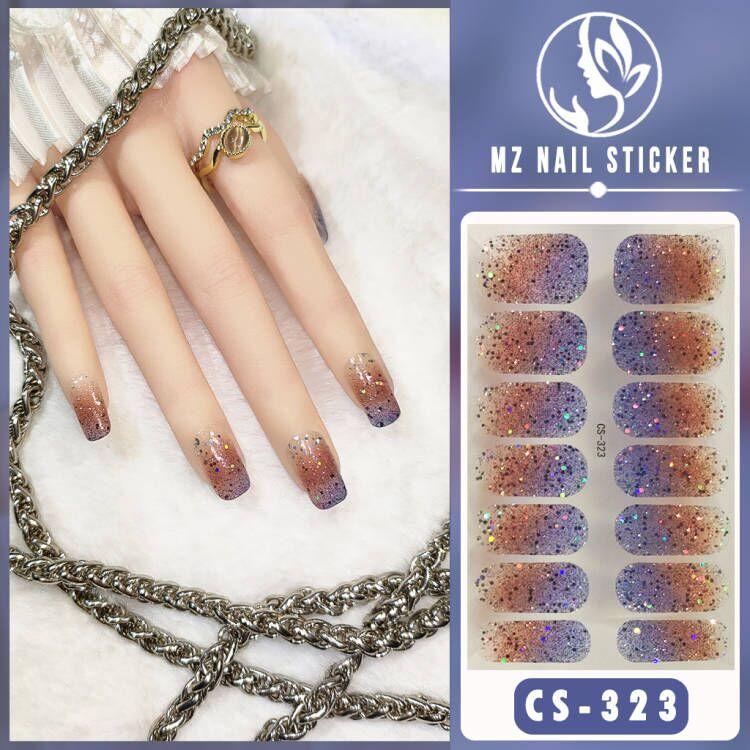 CS Color Green Onion Powder Four-color All-Green Onion No-Bake Gel Nail Polish Film All Ice Flash Nail Polish Film Paper Nail Nail Sticker