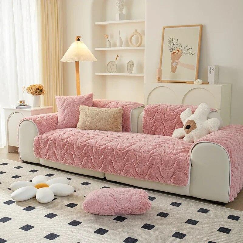 Winter-Sofakissen aus Plüsch, verdicken, rutschfest, hochwertige Sofa-Handtuchbezug für Wohnzimmer, universelle Couch-Schutzbezüge