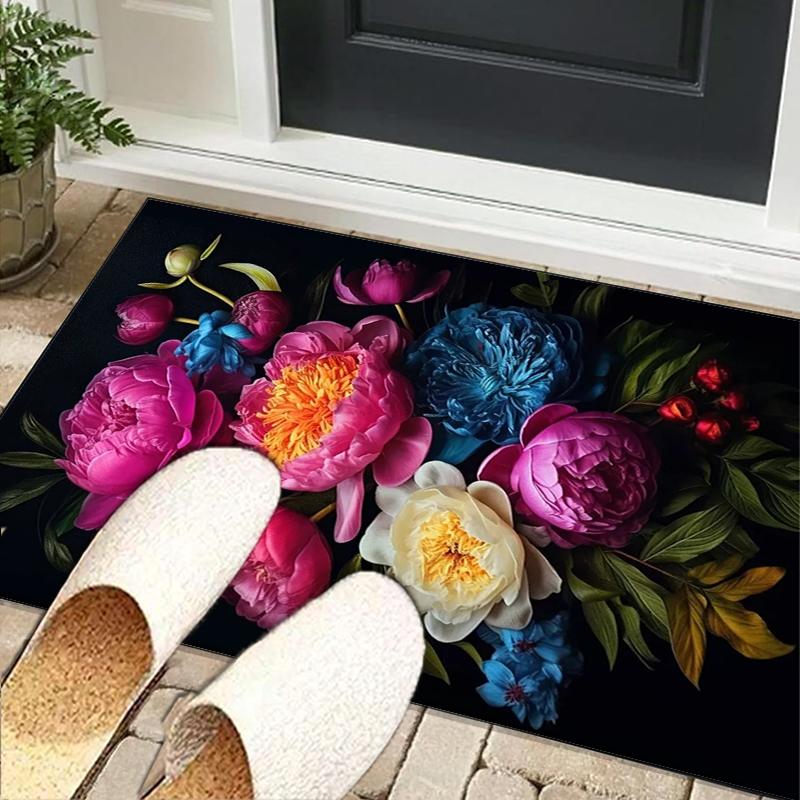 Floral Elegance In Bloom Office Rug Chair Mat, Entryway Carpet, Suitable for Front Door, Bedroom, Living Room, Desk, Holiday Gift