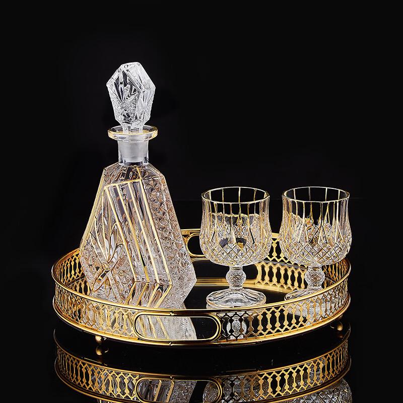 Handun Crystal Whiskey Decanter Set with 2 Glasses