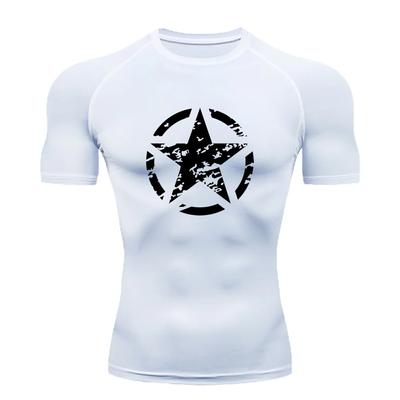 Summer Fashion Men's Printed Compression Shirt Quick-Drying Elastic T-Shirt Fitness Running Breathable Short Sleeve S-3XL