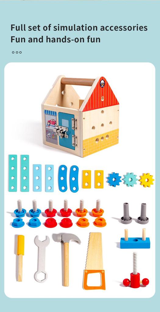 Kids' Wooden Tool Set: Educational Disassembly & Assembly Playhouse Toy with Screws and Nuts