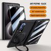 Für Samsung Galaxy Z Fold 8 Federgelenk Faltbare Hülle mit Magnetischem Ring Metallhalter Gehärtete Glasfolie Vollschutzhülle