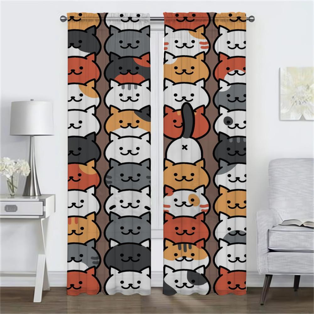 Niedliche Illustration Verdunkelungsvorhänge für Wohnzimmer Fenster Vorhänge Jalousien Raumteiler Tüll für Schlafzimmer Vorhänge 2 Stück Küche