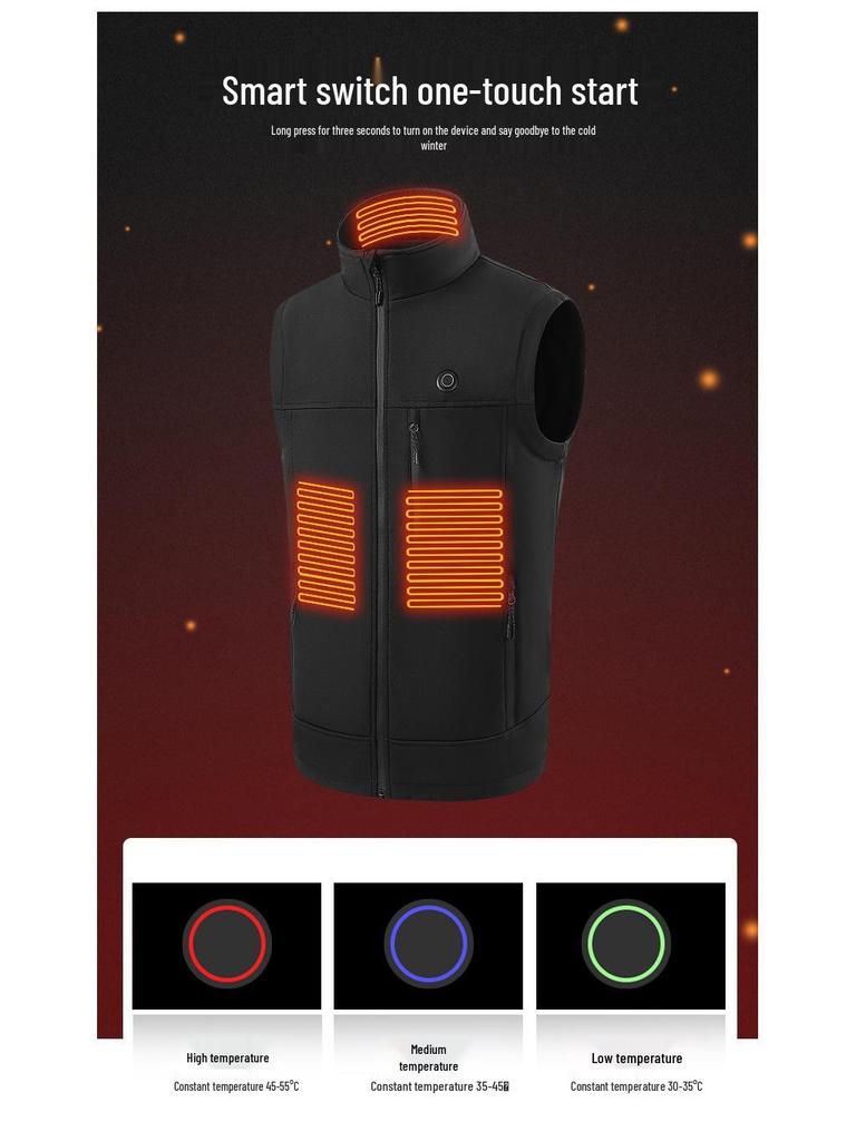 USB Heated Soft Shell Winter Vest with Smart Temperature Control