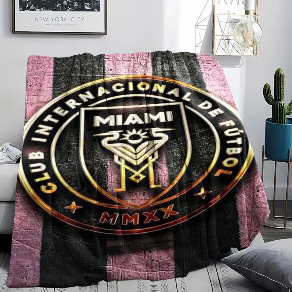 1 Stück Inter Miami CF Aufdruck Flanelldecke, Hohe Qualität, Bequem für Alle Jahreszeiten, Heimdekoration, Wärme und Komfort, Perfekt für Weihnachtsgeschenke