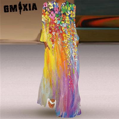Women's Fashion Summer Spring Long Sleeve V-Neck Casual Dresses
