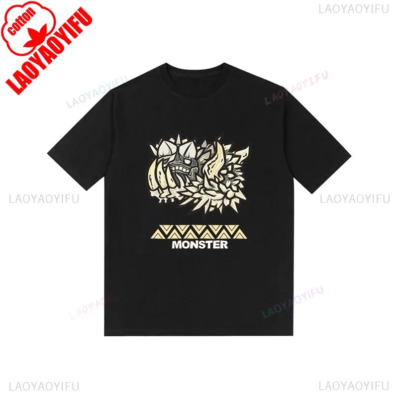 Monster Hunter Tshirt Funny Game Fans Cartoon Tops Cotton Korea Style Short Sleeve T Shirt Casual Hipster Streetwear Man Tees