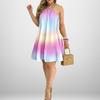 New Summer Women's Clothing Elegant and Fashionable Backless Printed Halter Neck Dress