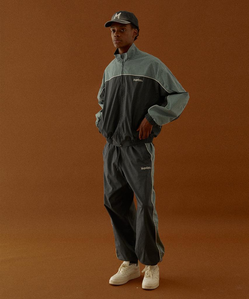 Magoodgan Trek 5761A Oversized Color Block Grey Track Jacket