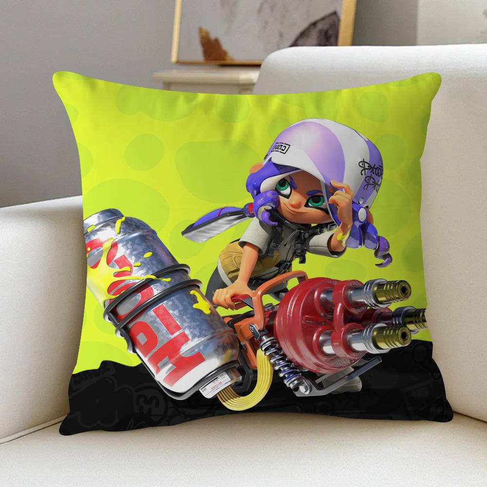 

Game S-Splatoon 3 Stitch Lucky Dragon Pillow Cover Sofa Cushion Cover Home Room Decoration Children Gift 12x12Inch