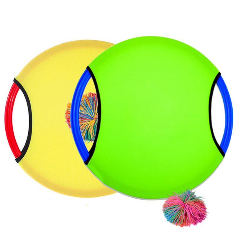 2PCS Outdoor Sports 28CM Flying Disc Trampoline Paddle Ball Game Toss and Catch Parent Child Interactive Sensory Toys Kids Adult