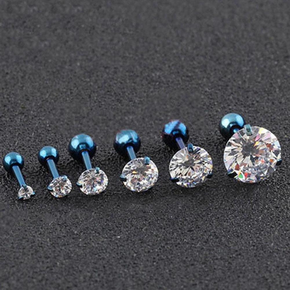 9 Farben Mode CZ 3 Prong Tragus Knorpel Edelstahl Ohrstecker Kristall Zirkon Ohrringe Piercing Schmuck
