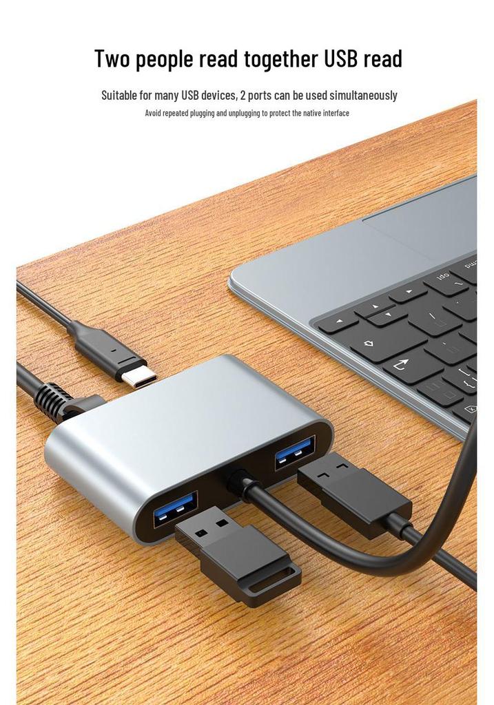 Type-C 60W Gigabit Ethernet Adapter with RJ45 for Fast Charging & Hub Connectivity
