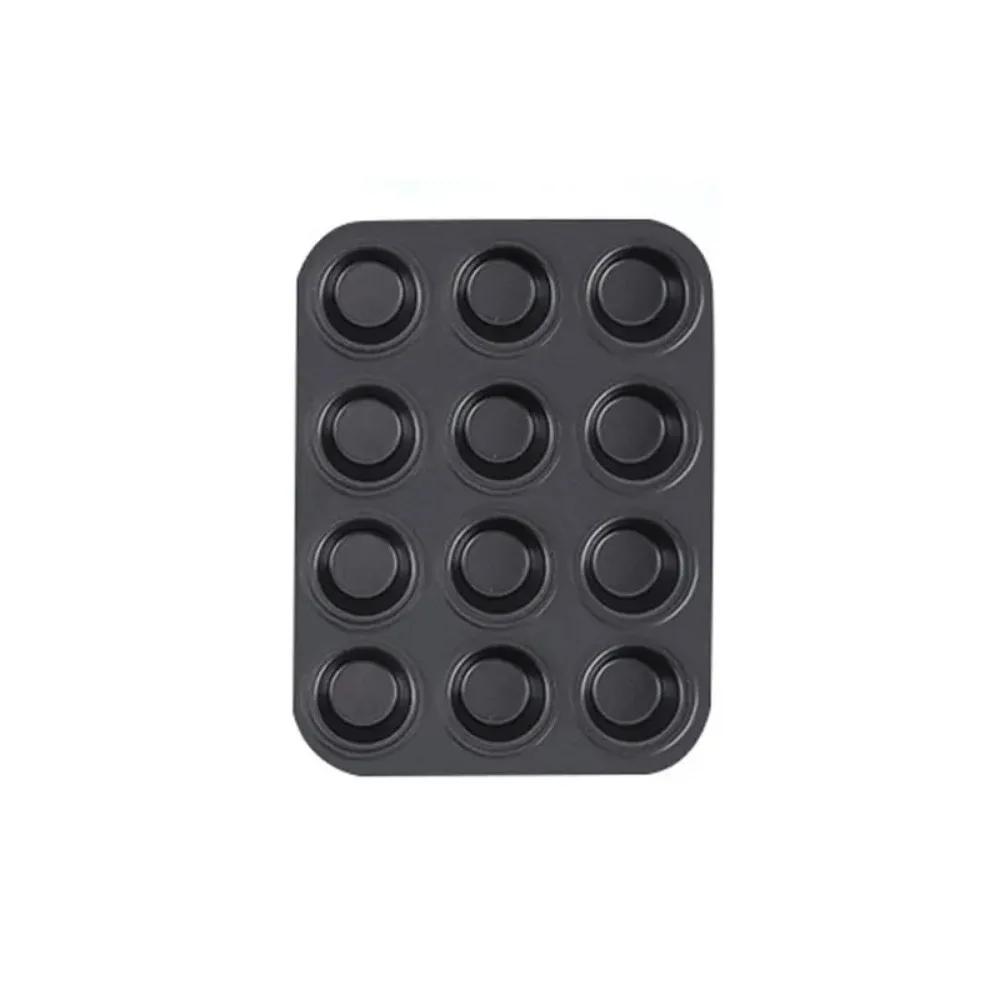 6 or 12 Cups Cupcake Pan Carbon Steel Bakeware Nonstick Brownie Cake Pan Easy Clean Dishwasher Safe for Oven Baking Cake Mold