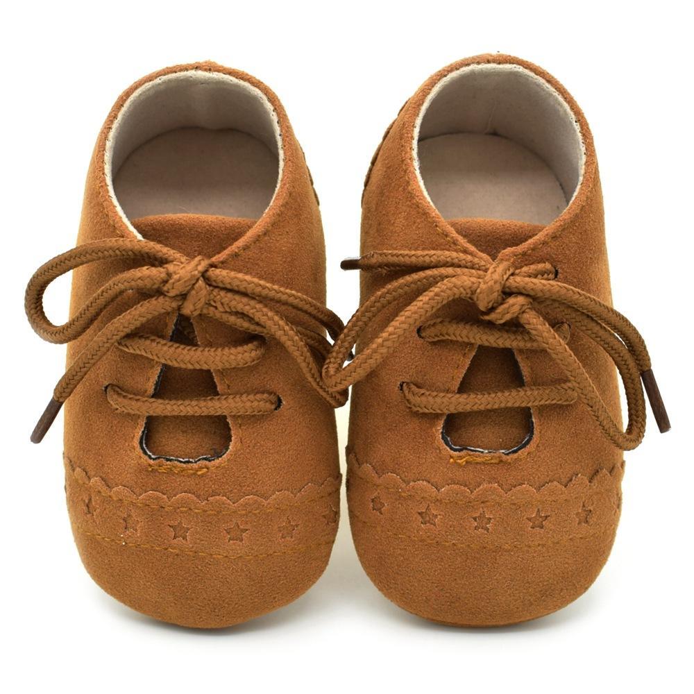 

Newborn Kids Soft Sole Suede Leather Crib Shoes for Boys and Girls Toddler Lace-up Footwear for 0-18 Months First Walker Baby 20