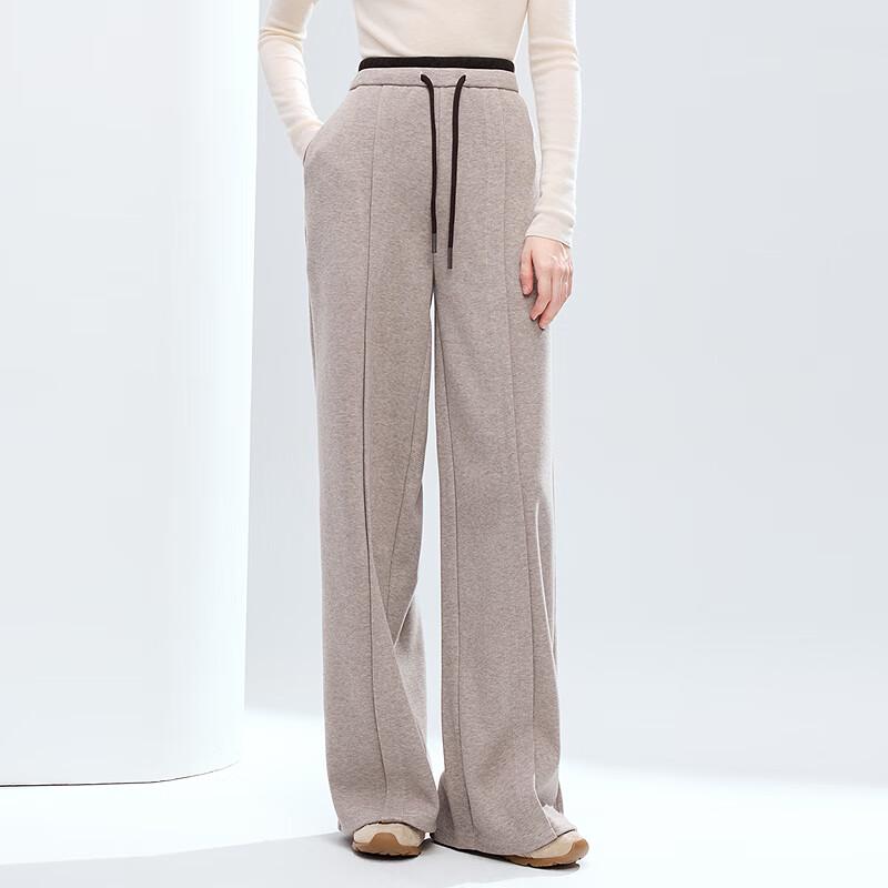 Betu Women's 2025 Winter Loose Fit Wide-Leg Pants with Color-Block Waist