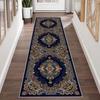 Vintage Persian Runner Rug for Hallway Entryway Non-Slip Washable Floor Mat Black White Medallion Long Carpet Home Decor