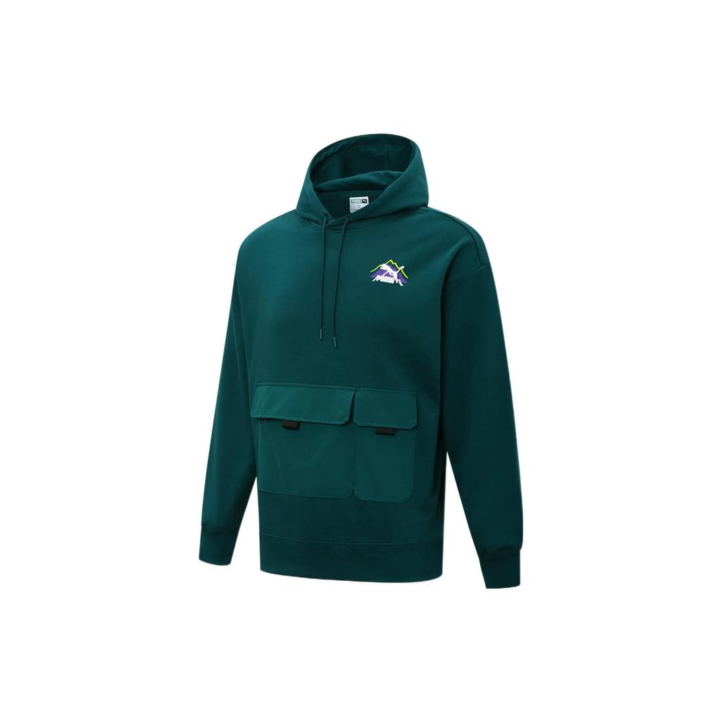 PUMA Sweatshirts Men's Green Hooded Moderate Regular (Unisex) Sweatshirts 537392 24