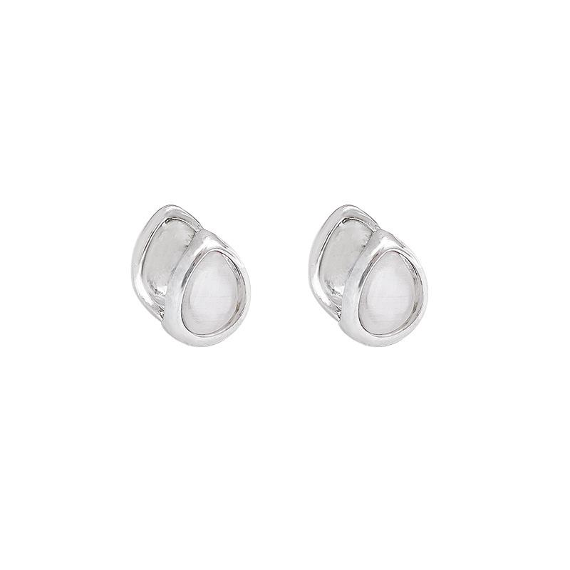 Opal water drop ear buckle women's double-sided earrings ears