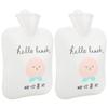 2Pcs Cartoon Hot Water Bottle Large Cute Portable Water Injection Autumn Winter Hand Warmer