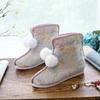 Fashion Women's Winter Short Boots Plush Warm Handmade Cotton Shoes Ethnic Embroidered Flat Women Ankle Snow Booties Zapatos Para Mujer