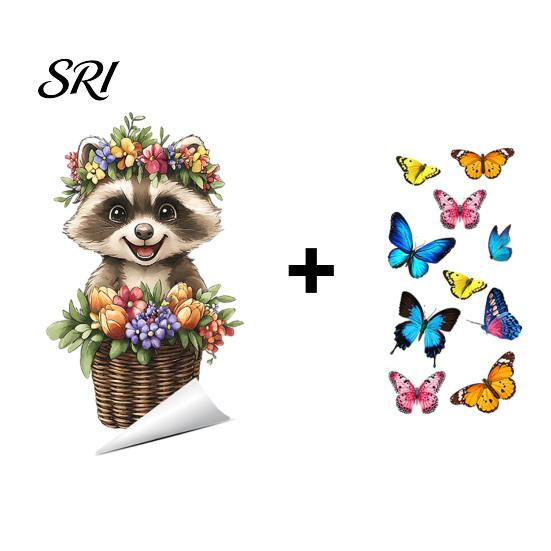 Renters Window Sticker Spring Fox Clings Cartoon Flowers Butterflies Glass Non-glue Decoration Removable Cute Animal Decals for Home Office Shop Decor