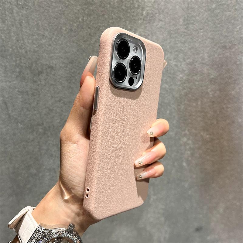 Simple Solid Color, Suitable for Apple 16PRO Phone Case, IPhone 15 Metal Leather Texture, 14 Large Holes, Couple Anti-drop, 13 Soft