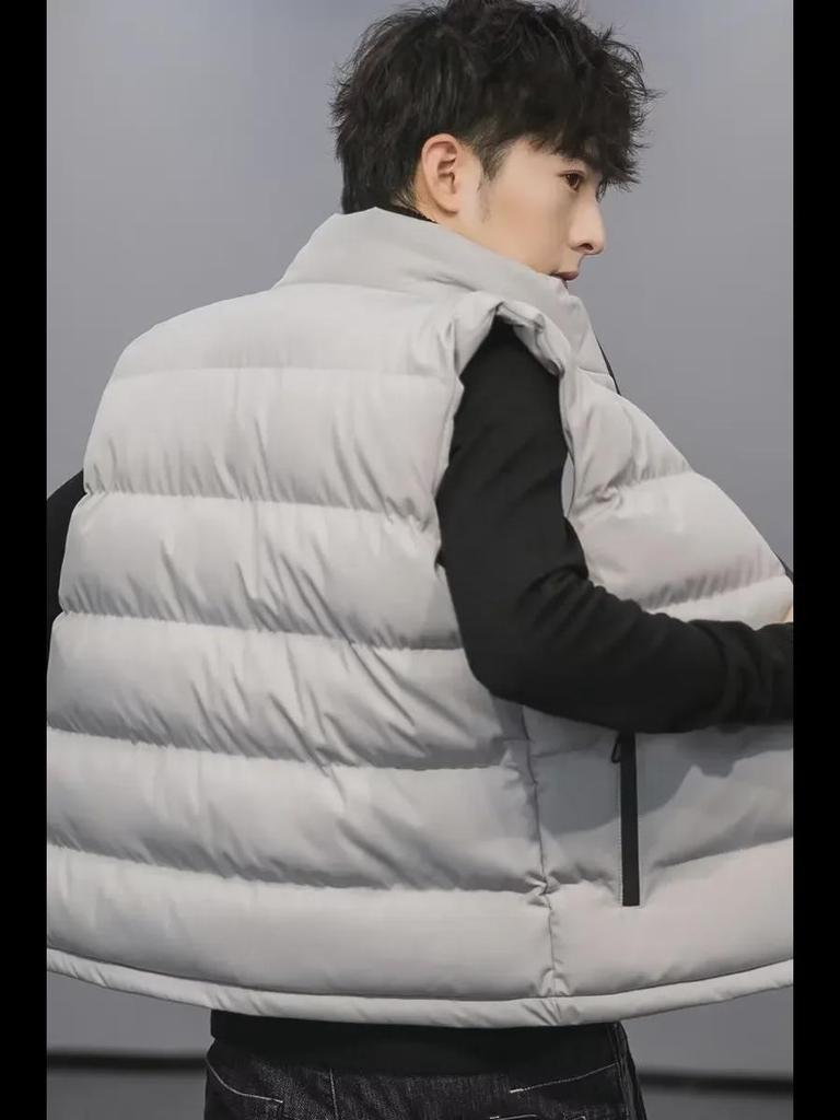 Men's Sleeveless Stand Collar Warm Cotton Waistcoat for Autumn/Winter