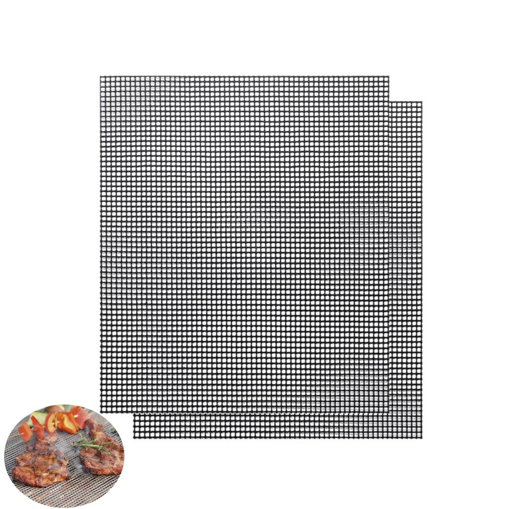 YFFSFDC Barbecue Grid Set of 2 BBQ Mat Barbecue Grill Mat Cooking Sheet Grid Grill Mat Pad Barbecue Supplies Reusable Usage (4033cm) Non-Stick