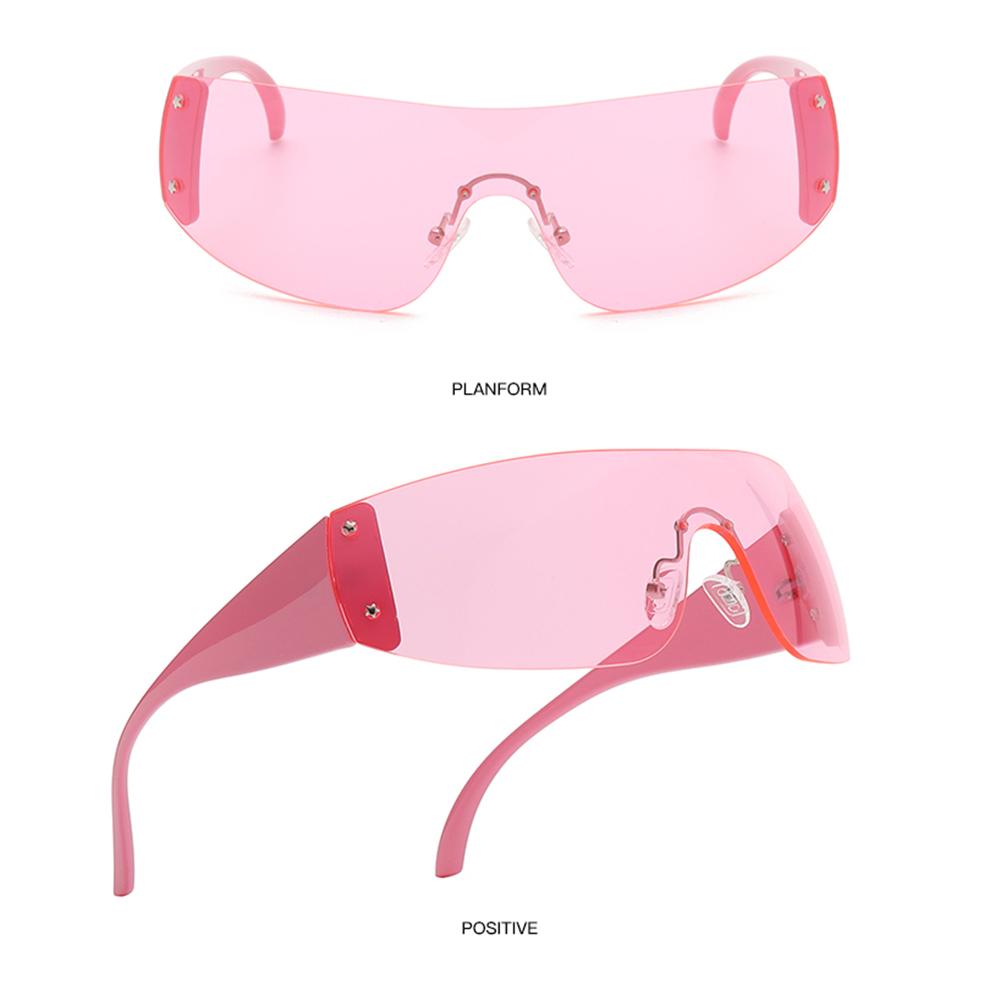 UV400 Wrap Around Oversized Rimless Star Y2K Sunglasses One Piece Sun Glasses Shades Goggles