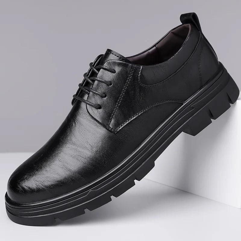 Fashion Autumn Winter English Platform Casual Derby Shoes for Men Fashion Casual New Designer Black Wedding Shoes Male Warm Cotton Shoes
