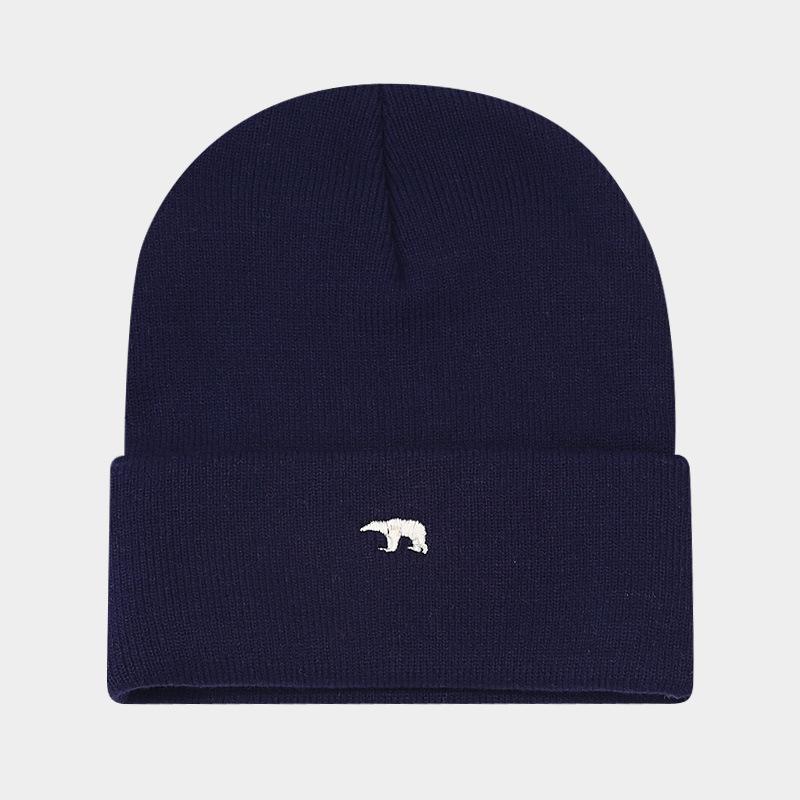 Autumn and winter high-quality bear embroidery thickened warm knitted hat fashionable personalized street versatile stacking hat