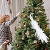 1/2Pcs Hanging Pendant Glittering White Peacock Tree Decor with Long Tail 40cm Christmas Ornament Christmas Tree Toppers Clip-On