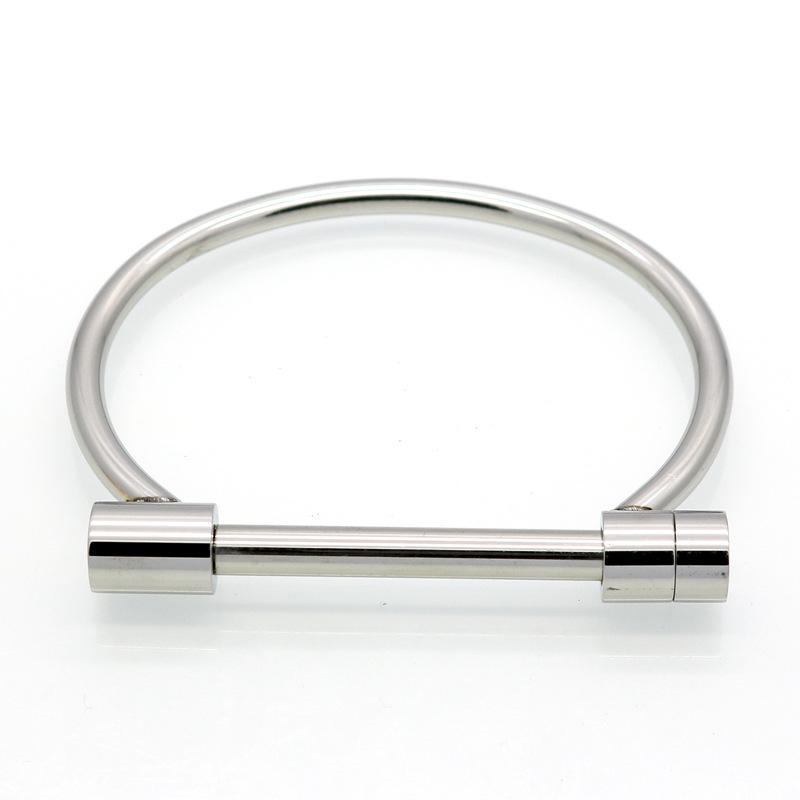 Fine Fashion 18K Gold Plated Stainless Steel Horseshoe Cuff Bracelets High-Polished Screw Nail Bracelets with Bangles