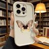 Red and Beige Butterfly Soft TPU Phone Case for iPhone 17 16 15 14 13 12 11 Pro Max Plus Shockproof Anti-Slip Cover
