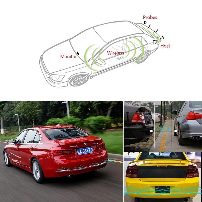 Wireless Car Parking Sensor Car Parktronic LED With 4 Sensors Reverse Backup Car Parking Radar Monitor Detector System 22MM