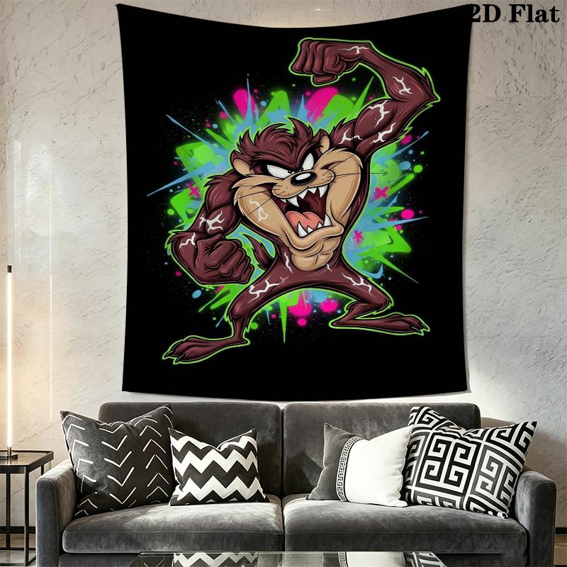 Tazmanian Devil Wall Tapestry Aesthetic Wall Hanging Printed Fabric Blanket Decorative Tapestries for Bedroom Living Room Home Decor