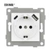 EIOMR EU Standard Wall Power Sockets White Crystal Glass Panel 16A Usb TV RJ45 Wall Switch Usb Outlets Module DIY for Round Box