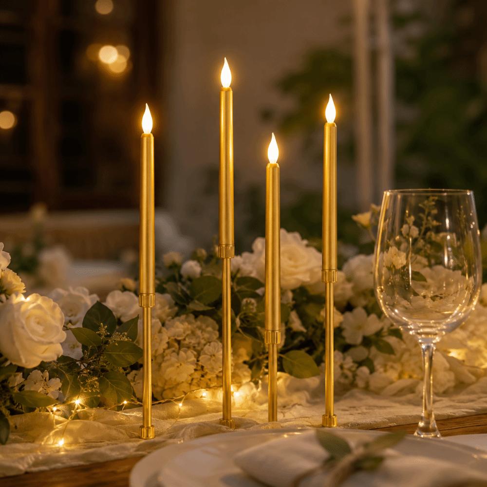 4 Pcs Battery Powered Taper Candles Warm Light Candle Lights LED Taper Candles Halloween Decor