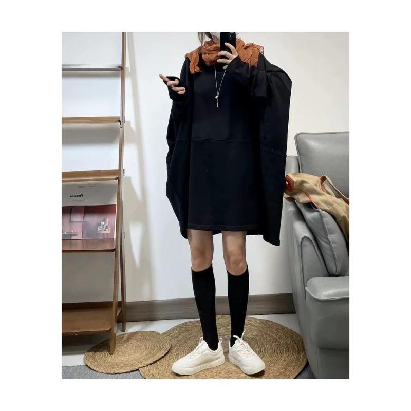 Women's Oversized Olive Green Sweatshirt Dress Loose Fit Long Sleeve Casual Tunic with Pocket