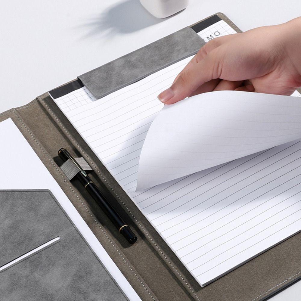 PU Leather Contract Document Clip With Card Holder Writing Pad A4 File Folder Clipboard  Business