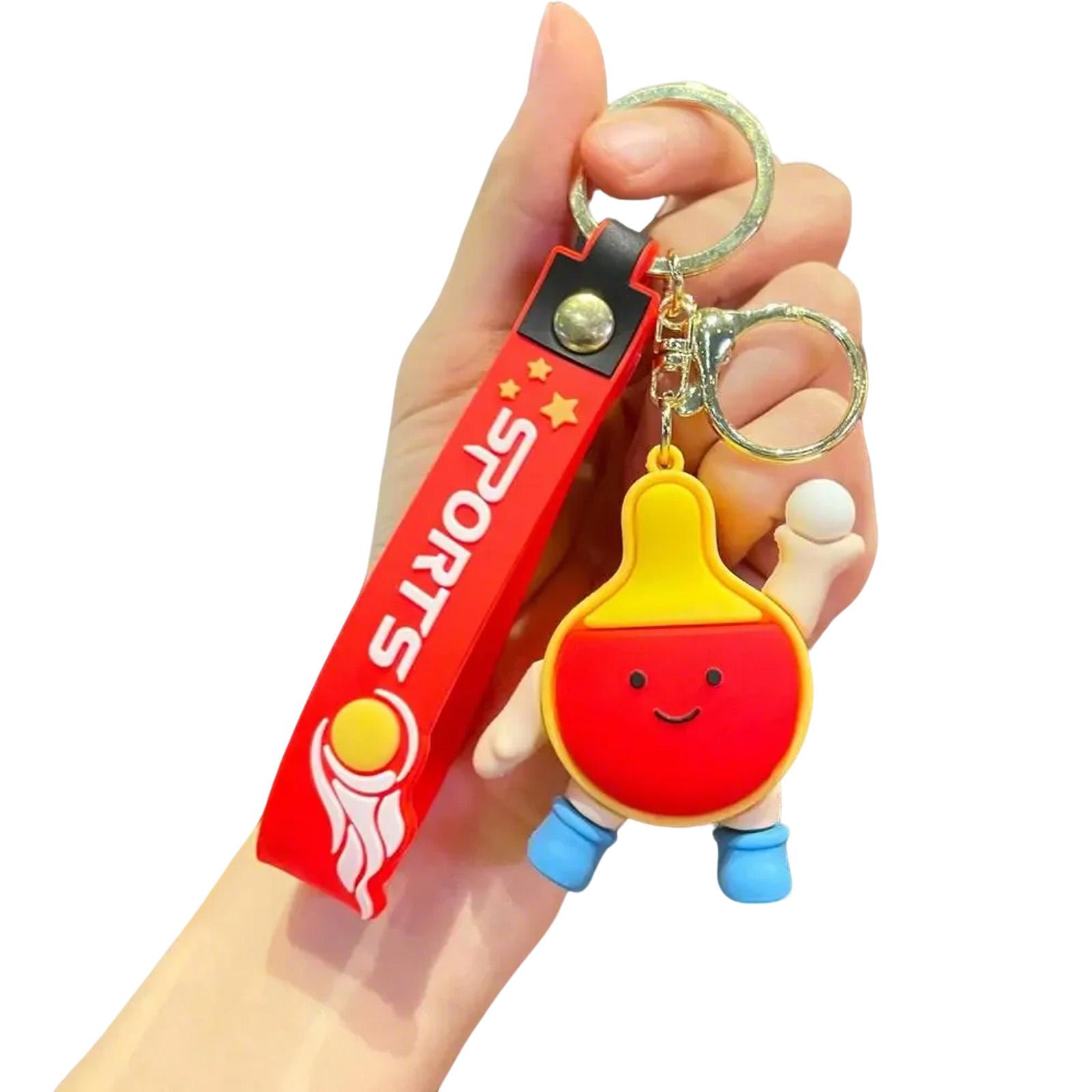 

Креативный мультяшный брелок для ключей Бадминтон/Футбол/Настольный теннис/Теннис/Баскетбол/Волейбол для украшения рюкзака или автомобиля 3