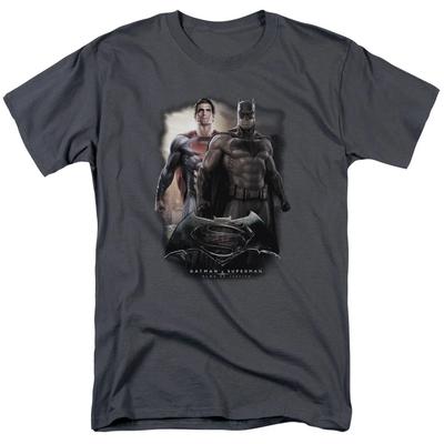 Batman Vs Superman Dawn Mens T Shirt Charcoal Officially Licensed