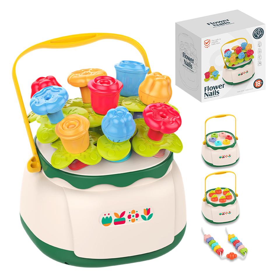 4in1 Baby Montessori Toy Toddler Fine Motor Skills Training Beads Toys Shape Sorting Blocks for Baby Preschool Sensory Activity