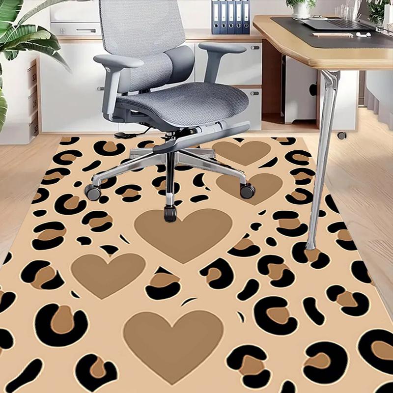 1 Stück Leopardenmuster Herz Rutschfester Bodenteppich, geeignet für Büro, Schlafzimmer und Spielzimmer. Kann auch als Sofafußstützenbezug verwendet werden-T40